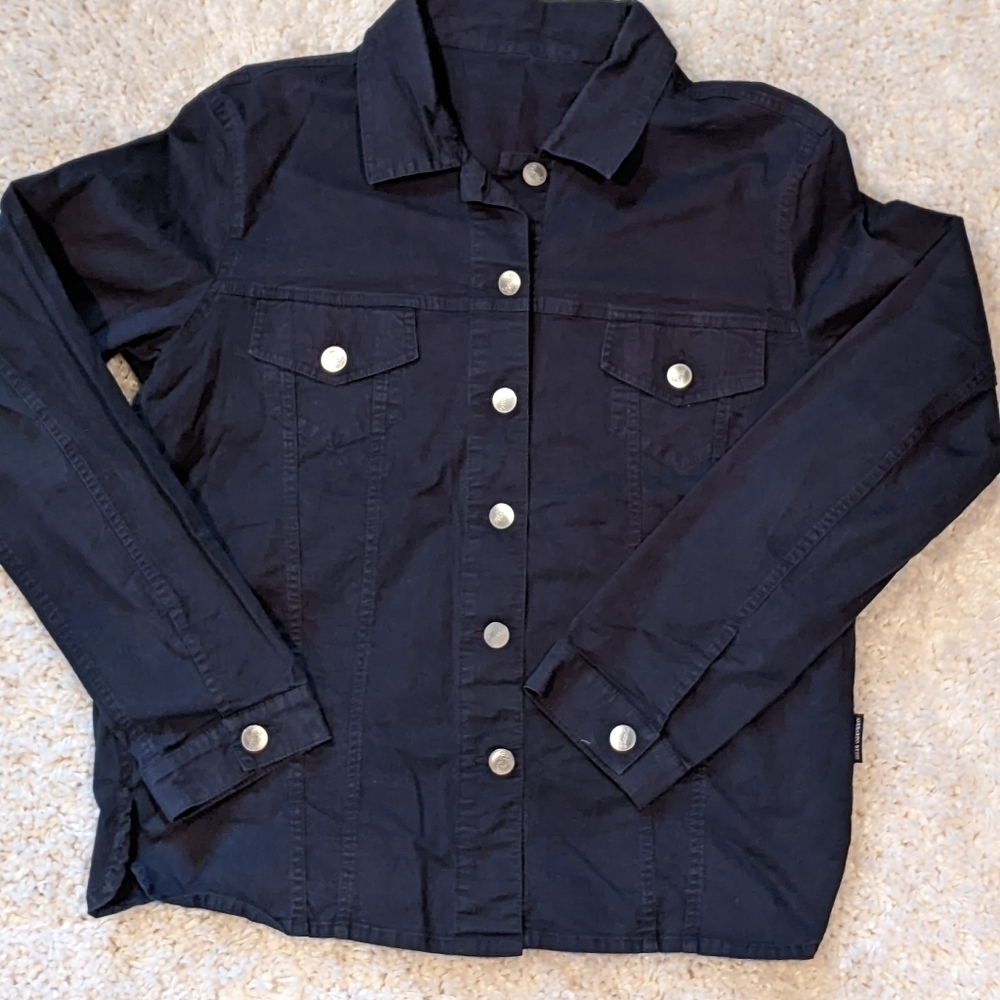 Averardo Bessi Button Front Jacket Black Cotton/Lycra Large 🖤🖤
